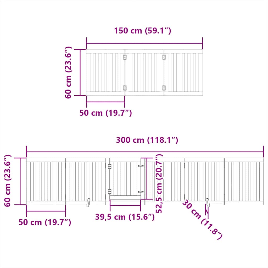 Zábrana pro psy s dvířky skládací 15 panelů černá 750 cm topol
