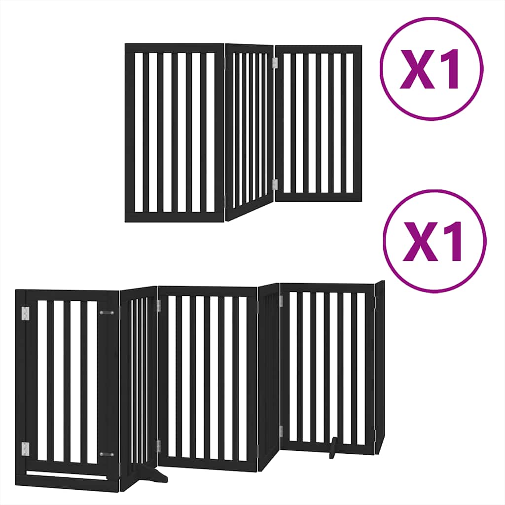 Zábrana pro psy s dvířky skládací 9 panelů černá 450 cm topol
