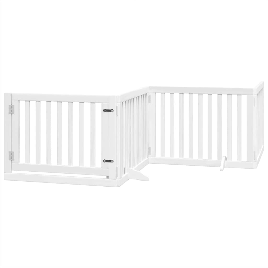Zábrana pro psy s dvířky skládací 6 panelů bílá 480 cm topol