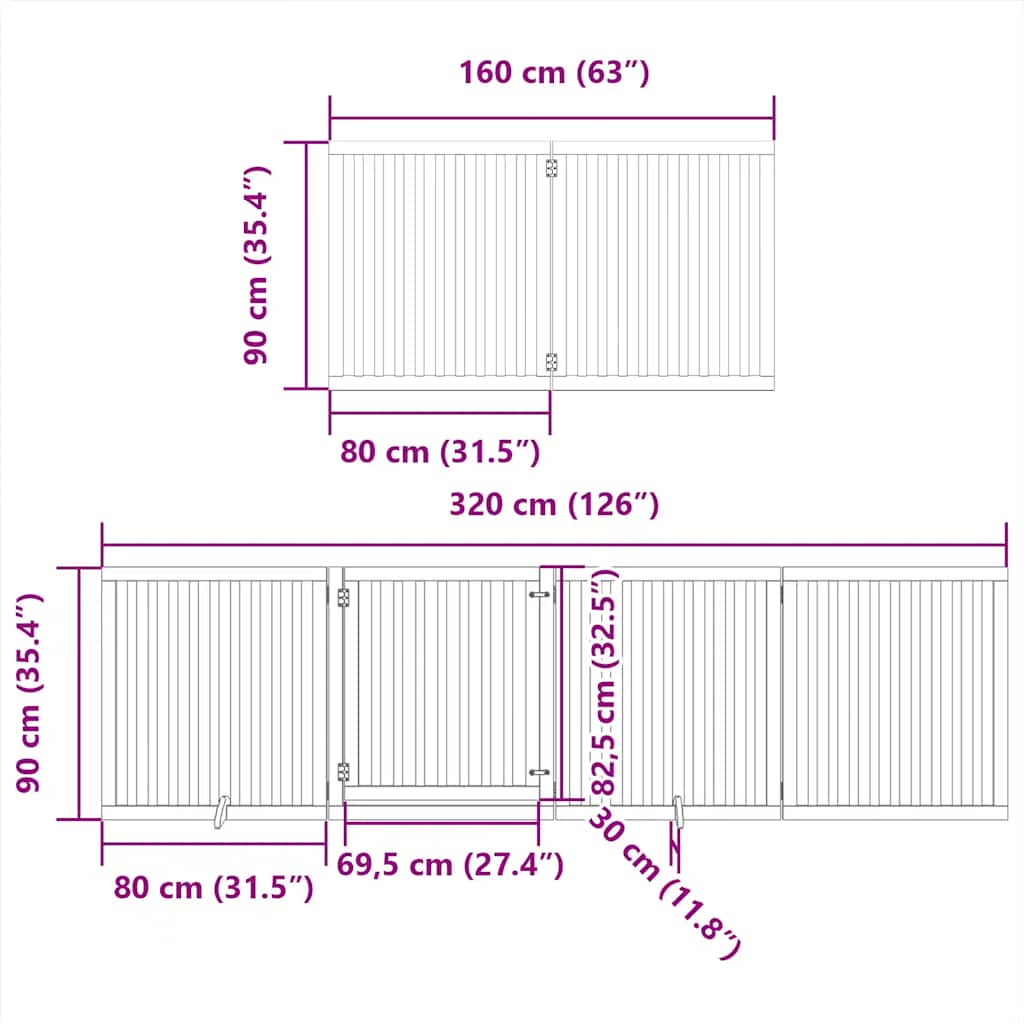 Zábrana pro psy s dvířky skládací 10 panelů černá 800 cm topol