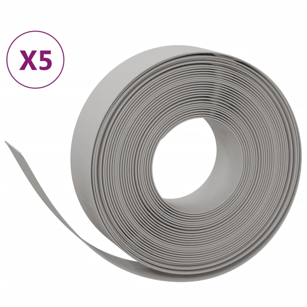Travní lemy 5 ks šedé 10 m 15 cm polyethylen