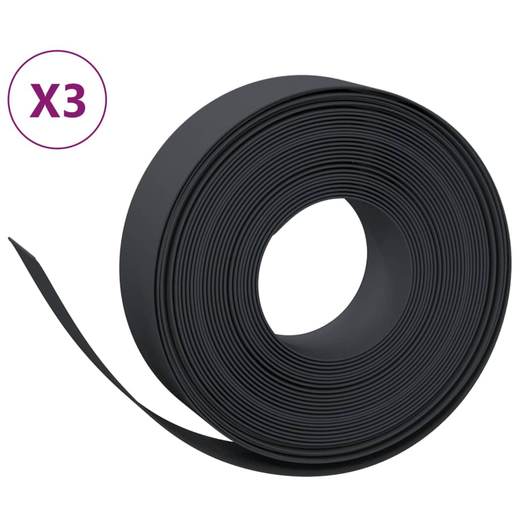 Travní lemy 3 ks černé 10 m 15 cm polyethylen