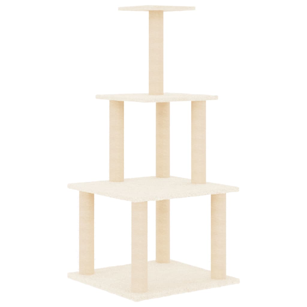 Škrabadlo pro kočky se sisalovými sloupky krémové 111 cm