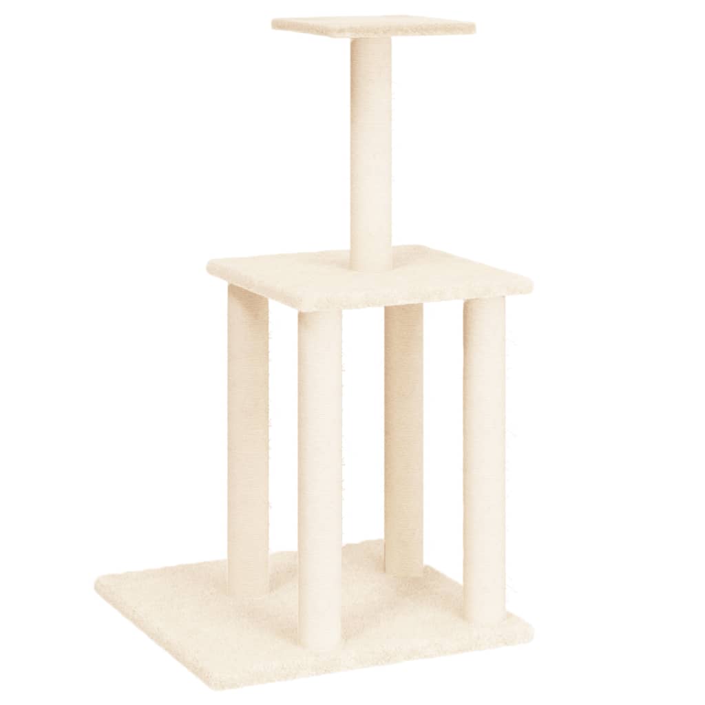 Škrabadlo pro kočky se sisalovými sloupky krémové 85,5 cm