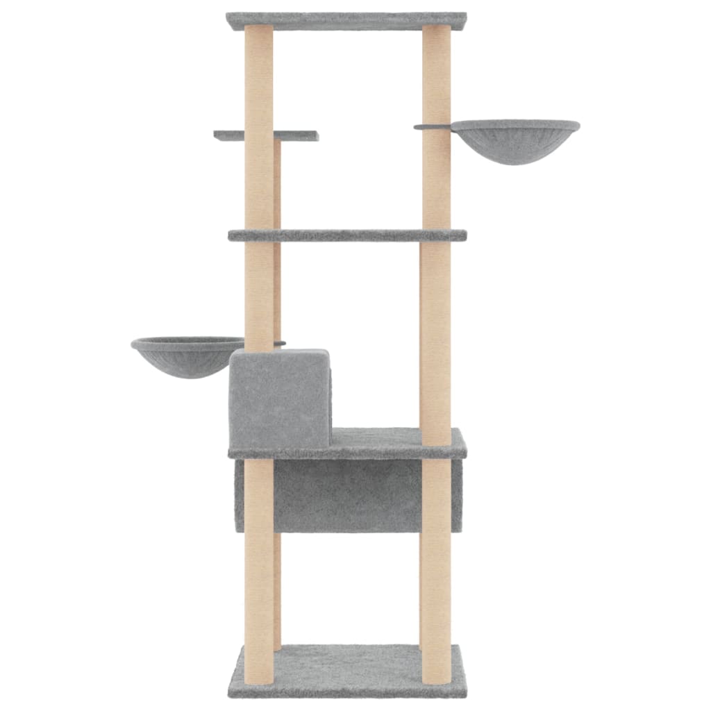 Škrabadlo pro kočky se sisalovými sloupky světle šedé 141 cm