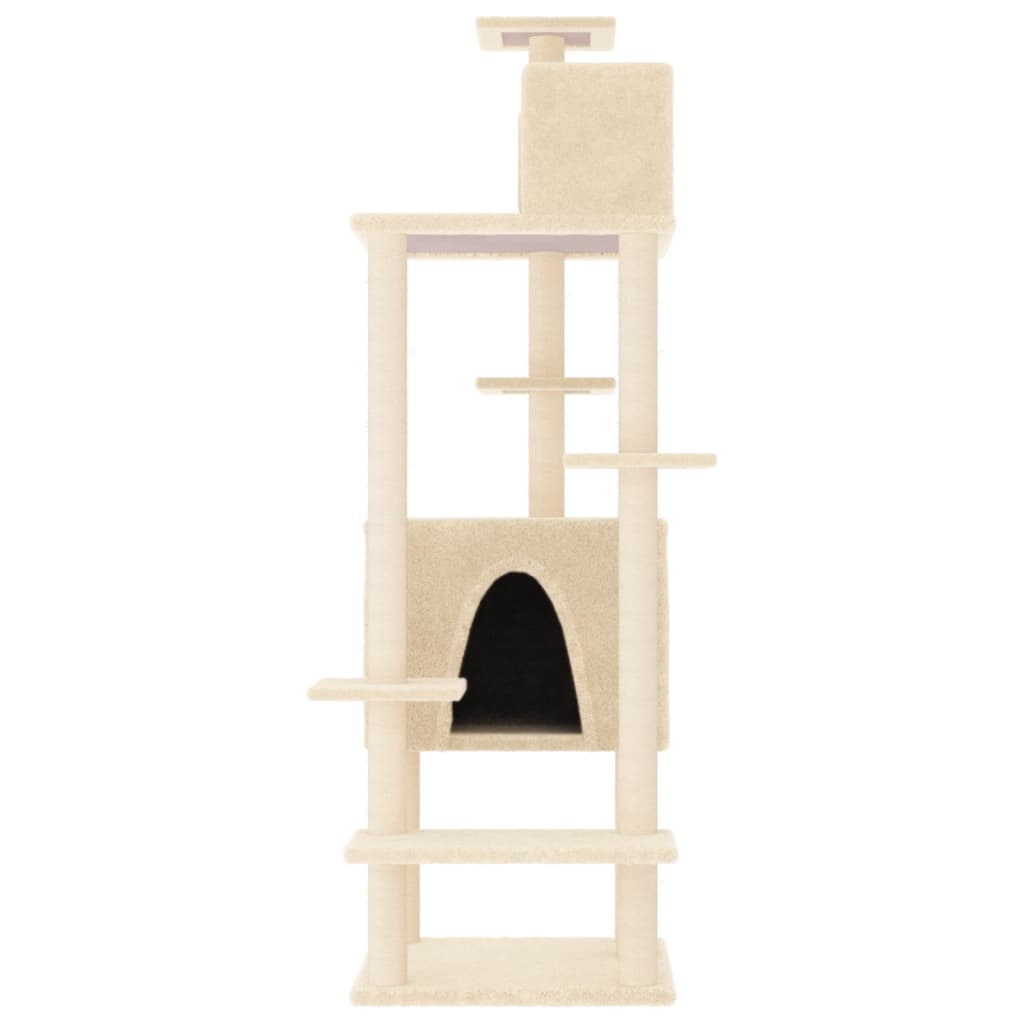 Škrabadlo pro kočky se sisalovými sloupky krémové 154 cm