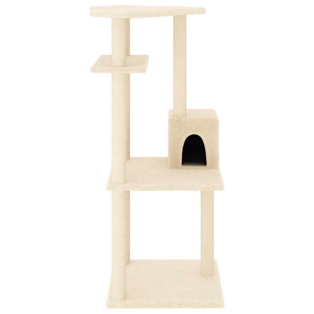 Škrabadlo pro kočky se sisalovými sloupky krémové 123 cm