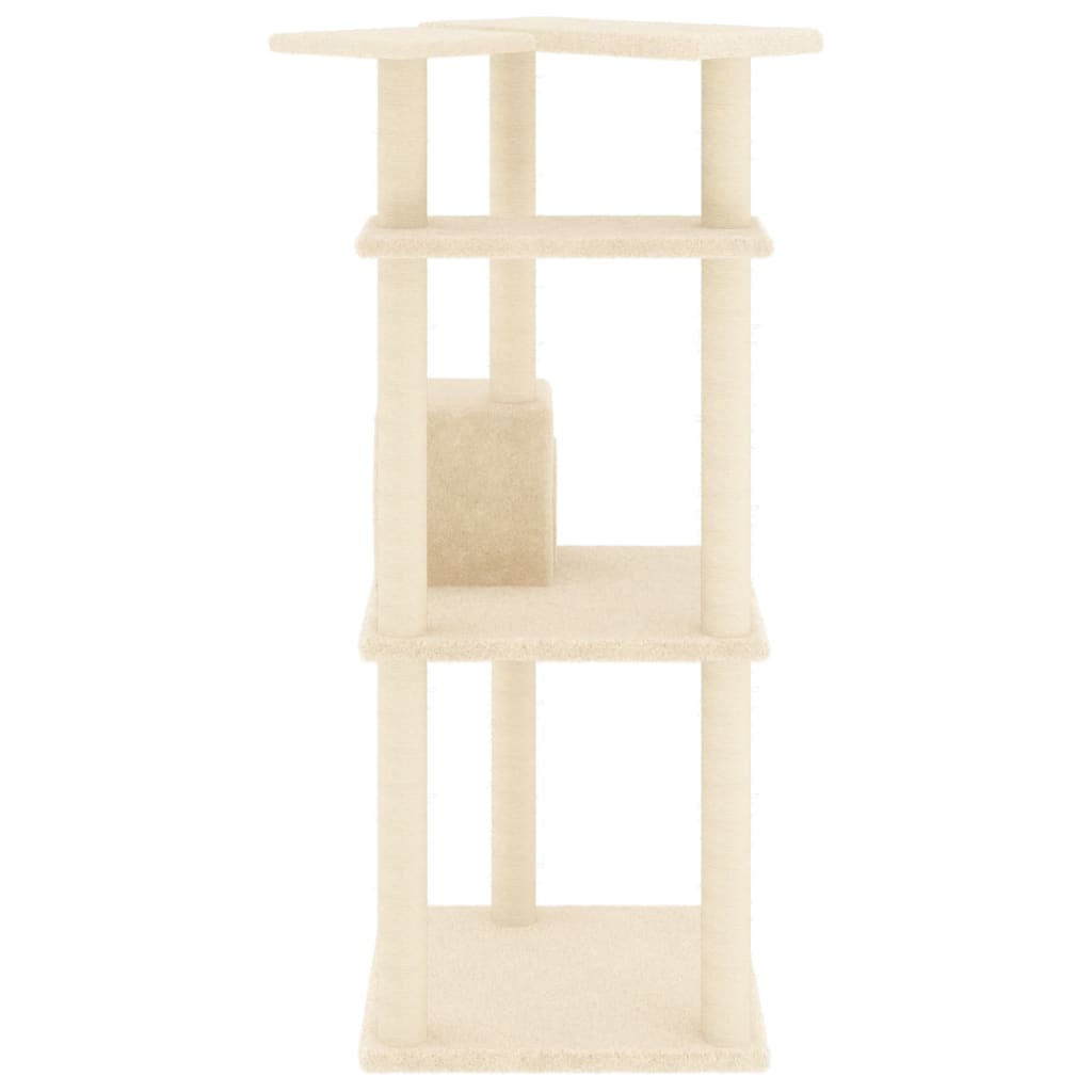 Škrabadlo pro kočky se sisalovými sloupky krémové 123 cm