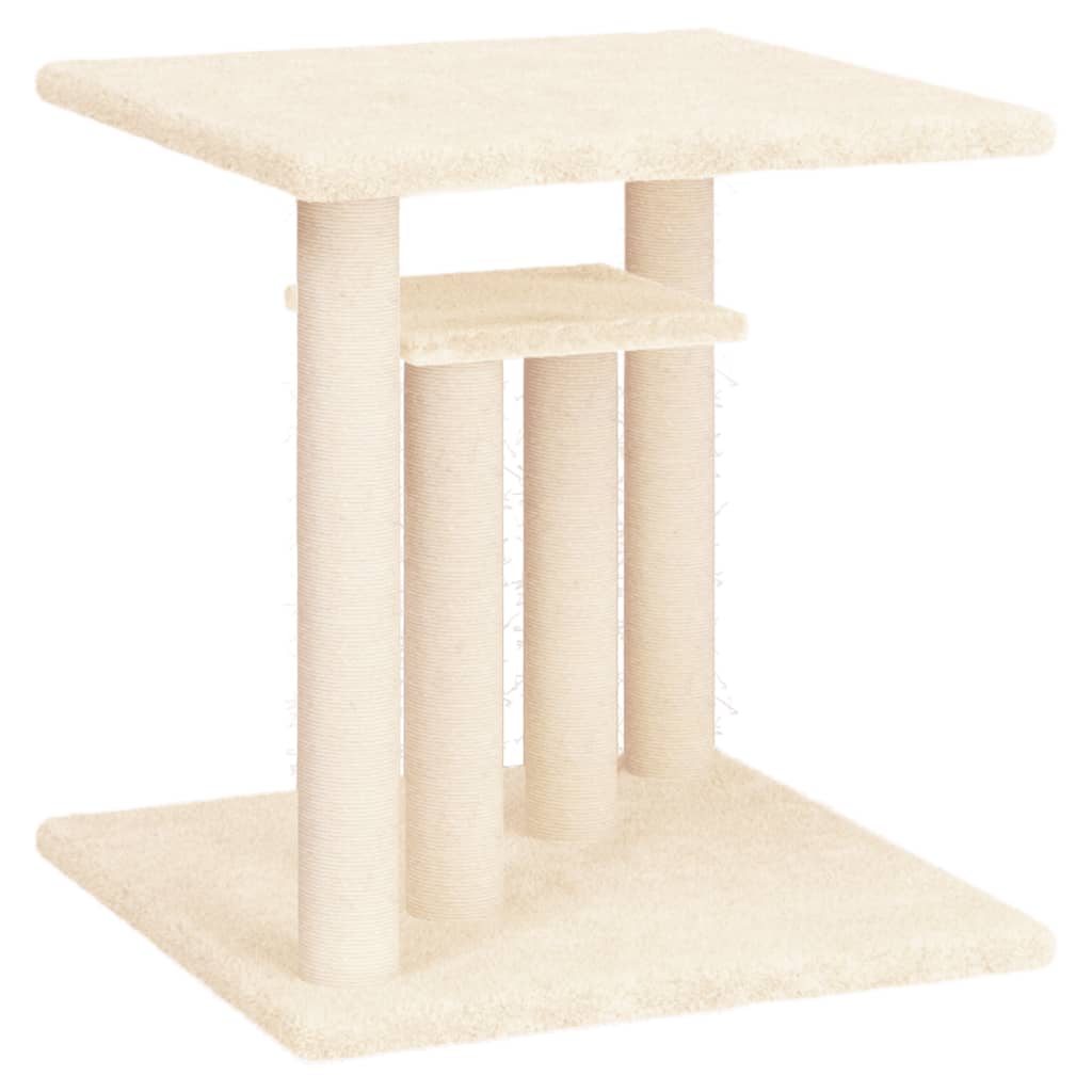 Škrabadlo pro kočky s plošinami krémové 50 cm