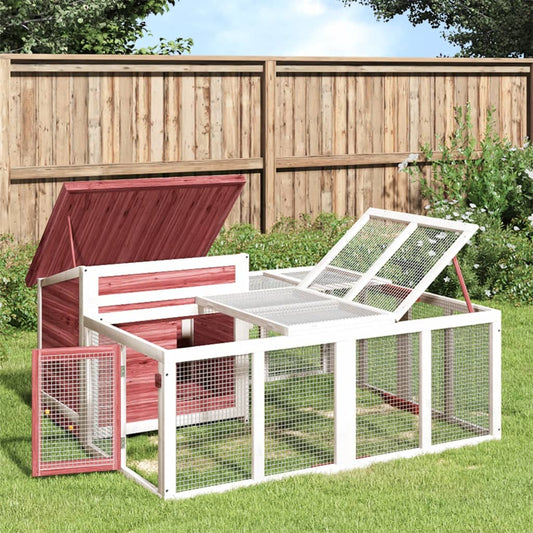 Králíkárna moka 144 x 123 x 67,5 cm masivní borové dřevo