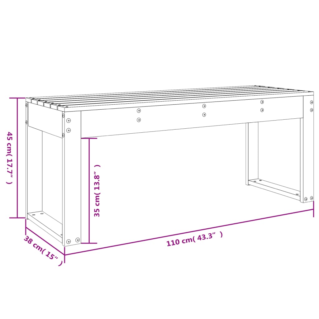 Zahradní lavice bílá 110 x 38 x 45 cm masivní borové dřevo