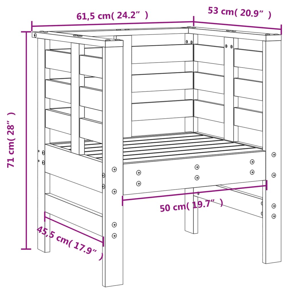 Zahradní židle 2 ks 61,5 x 53 x 71 cm masivní borové dřevo