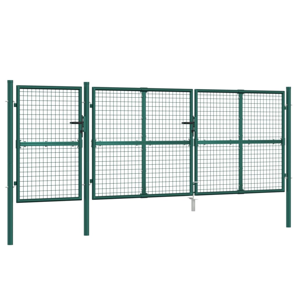 Zahradní branka s pletivem zelená 400 x 175 cm pozinkovaná ocel