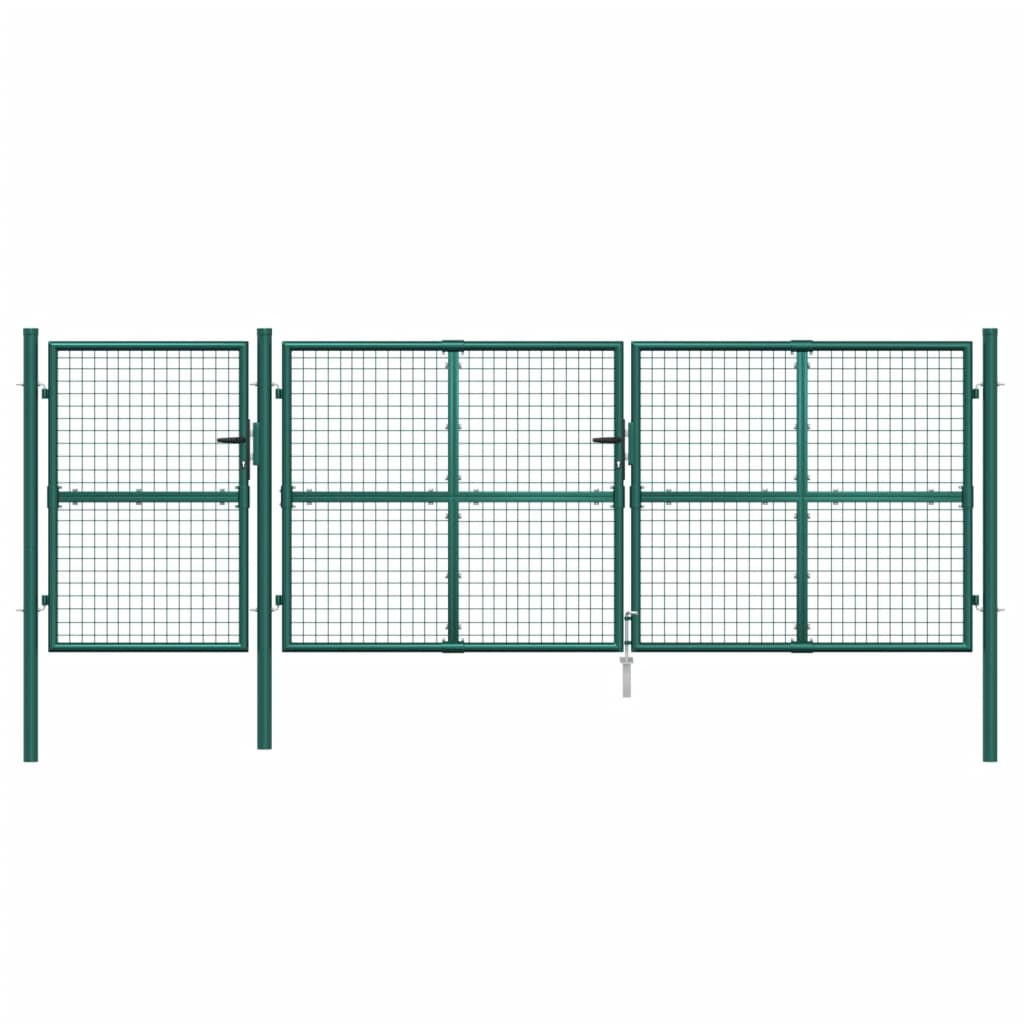 Zahradní branka s pletivem zelená 400 x 175 cm pozinkovaná ocel