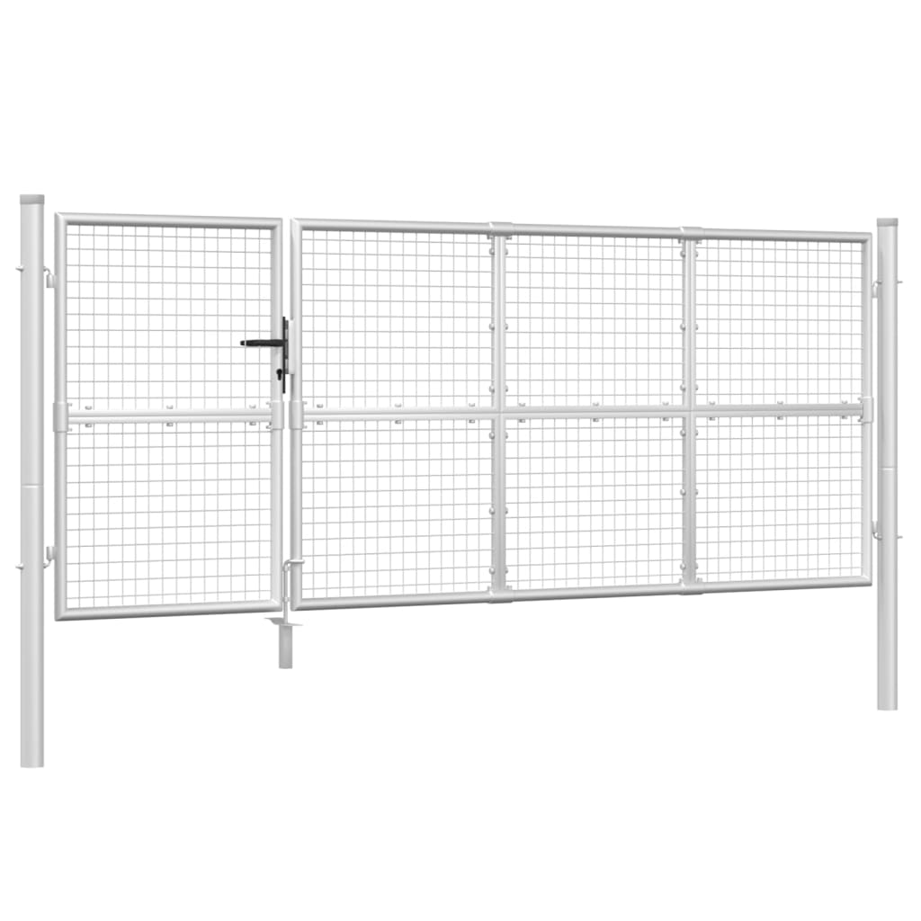 Zahradní branka s pletivem stříbrná 350x175 cm pozinkovaná ocel