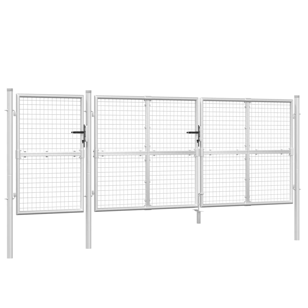Zahradní branka s pletivem stříbrná 400x175 cm pozinkovaná ocel