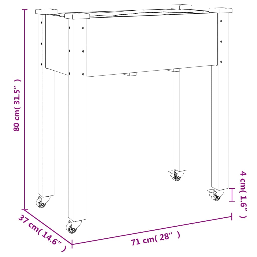 Truhlík na kolečkách s vložkou 71x37x80cm masivní jedlové dřevo