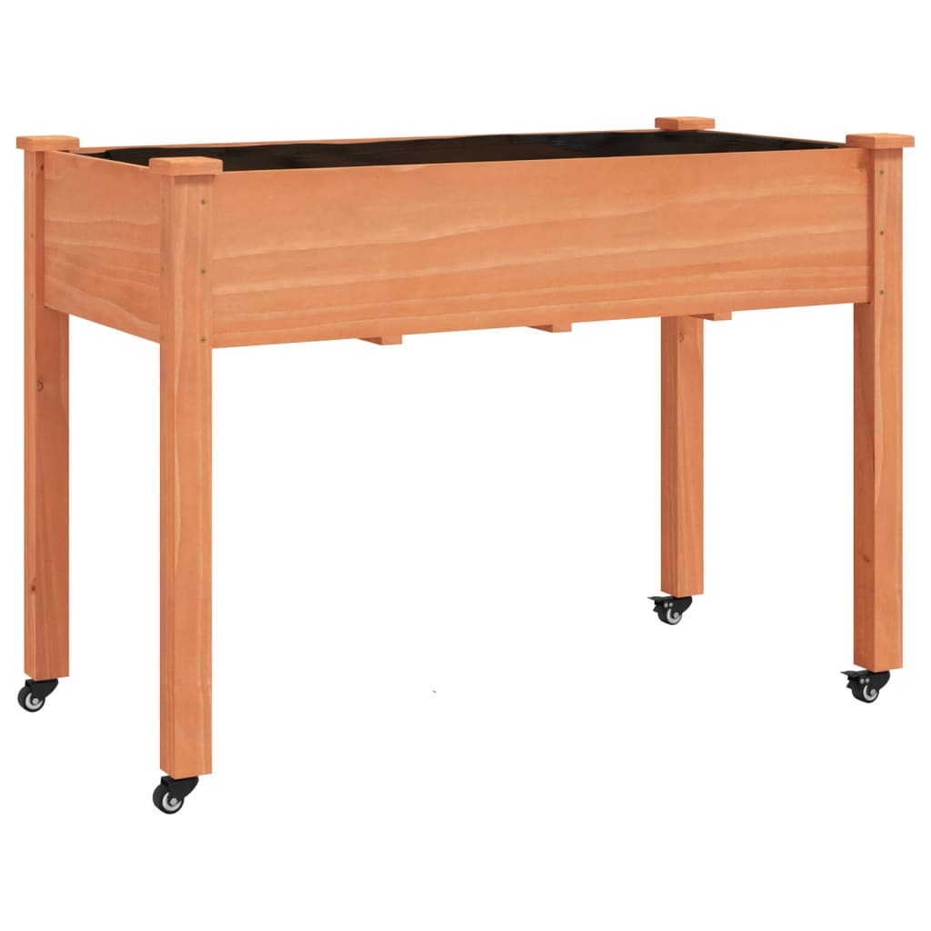 Truhlík na kolečkách s vložkou hnědý 118x59x80 cm masivní jedle