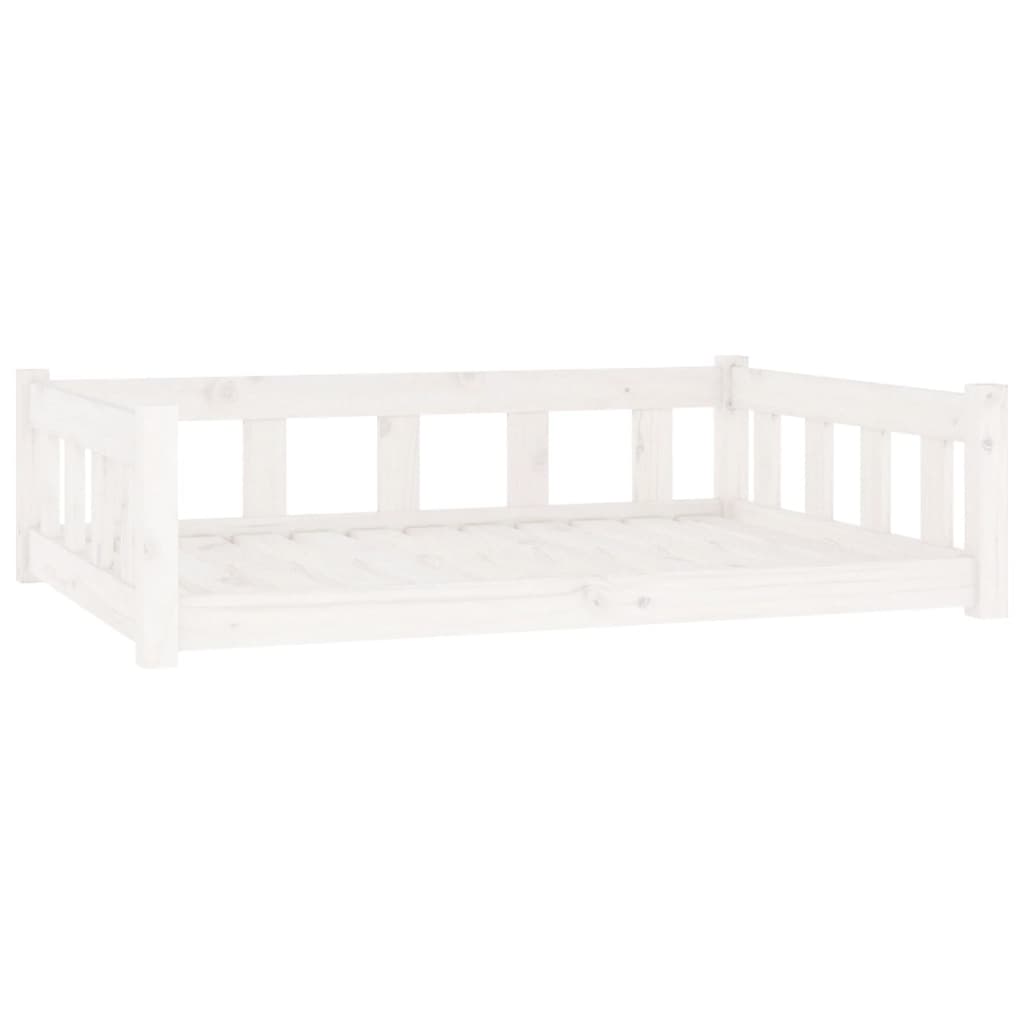 Pelíšek pro psy bílý 105,5 x 75,5 x 28 cm masivní borovice