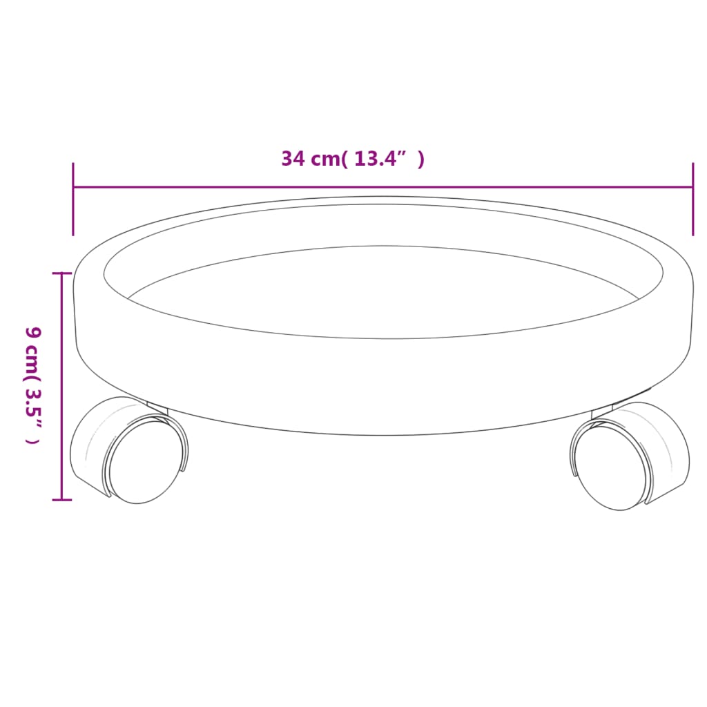 Vozíky na rostliny na kolečkách 2 ks šedé průměr 34 cm 35 kg