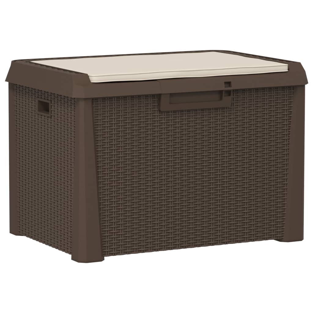 Zahradní úložný box s poduškou hnědý 125 l PP