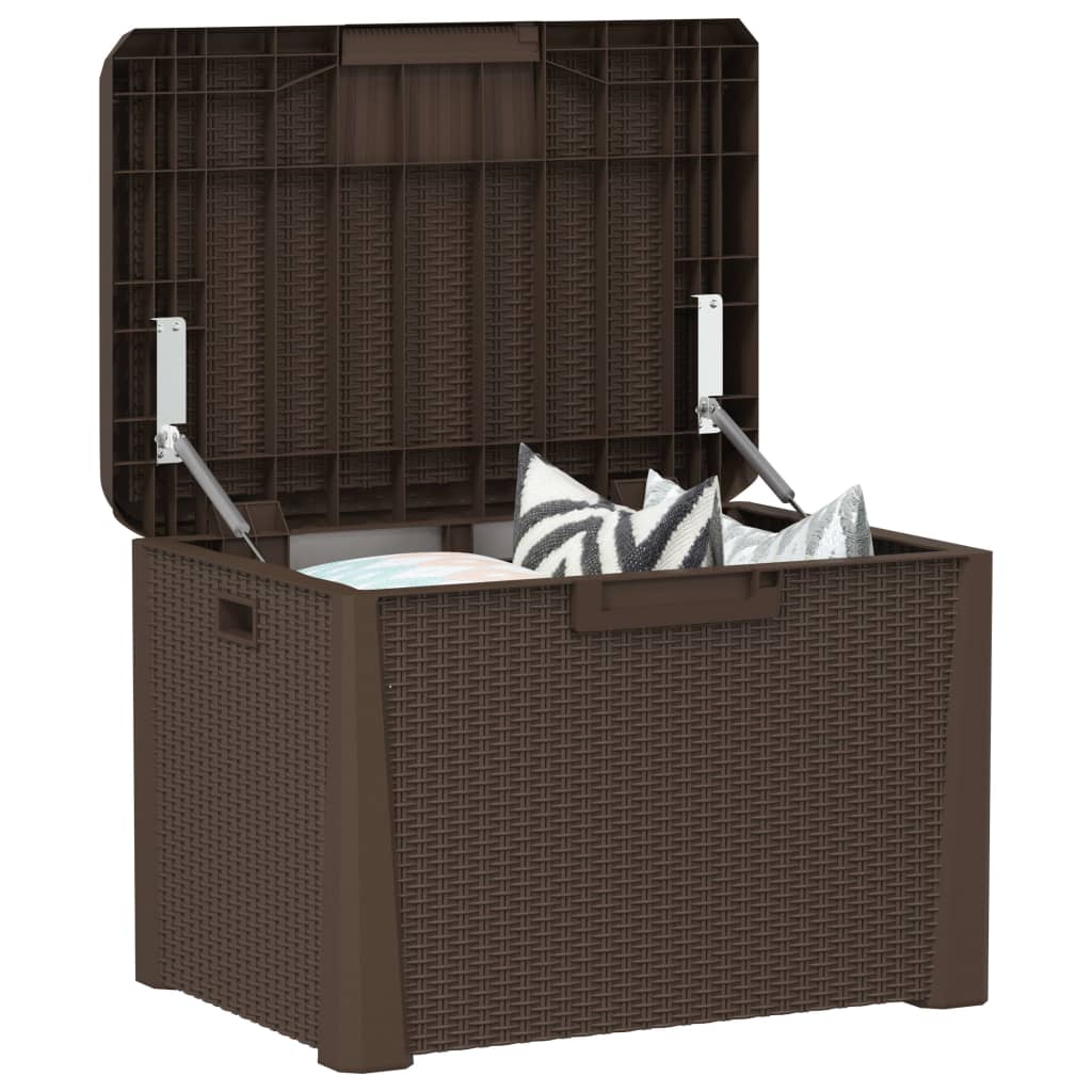 Zahradní úložný box s poduškou hnědý 125 l PP