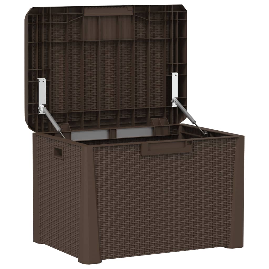 Zahradní úložný box s poduškou hnědý 125 l PP
