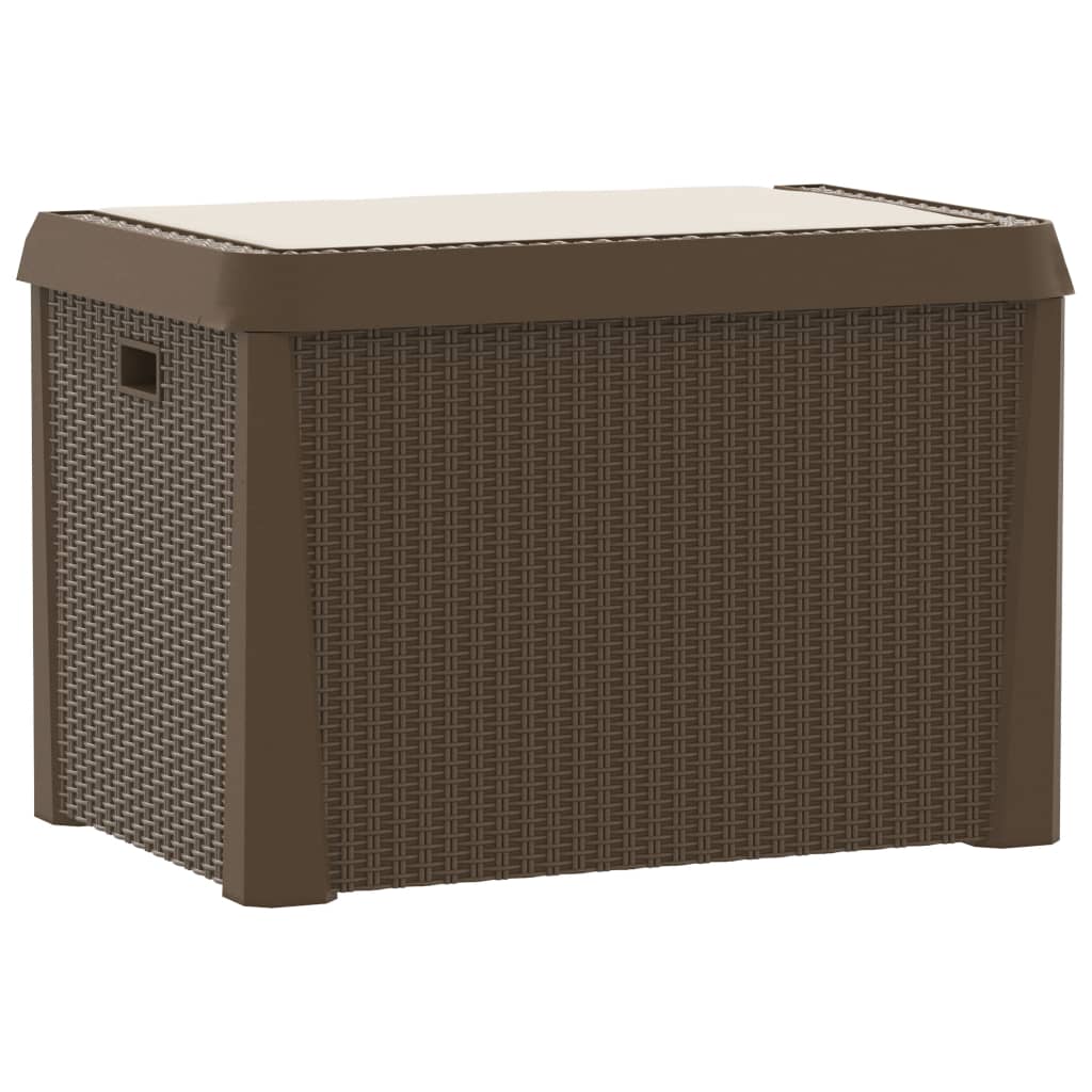 Zahradní úložný box s poduškou hnědý 125 l PP