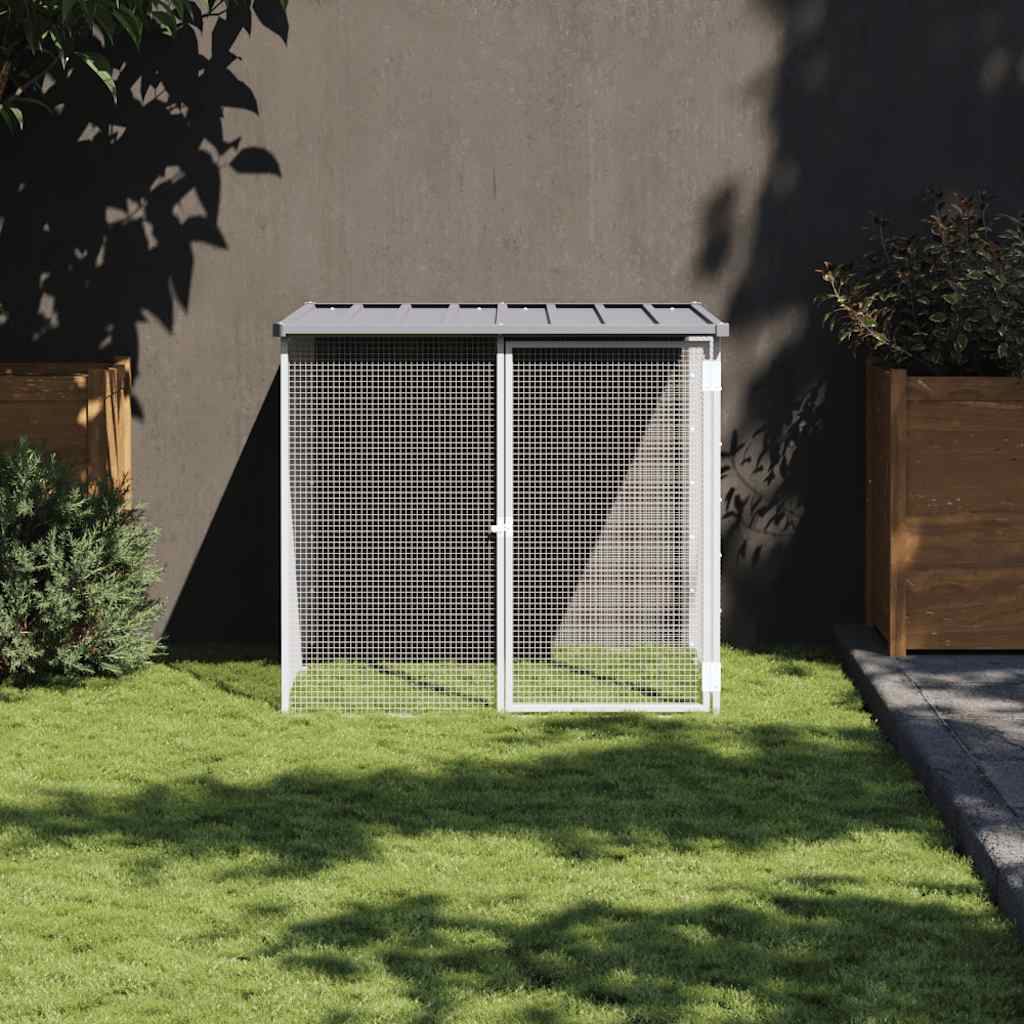 Klec pro kuřata se střechou světle šedá 103 x 98 x 90 cm ocel