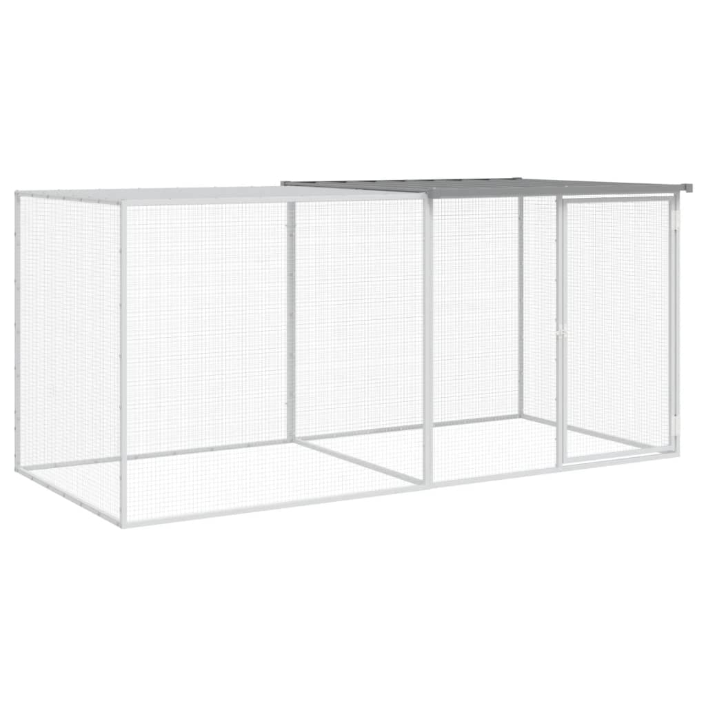 Klec pro kuřata se střechou světle šedá 203 x 98 x 90 cm ocel