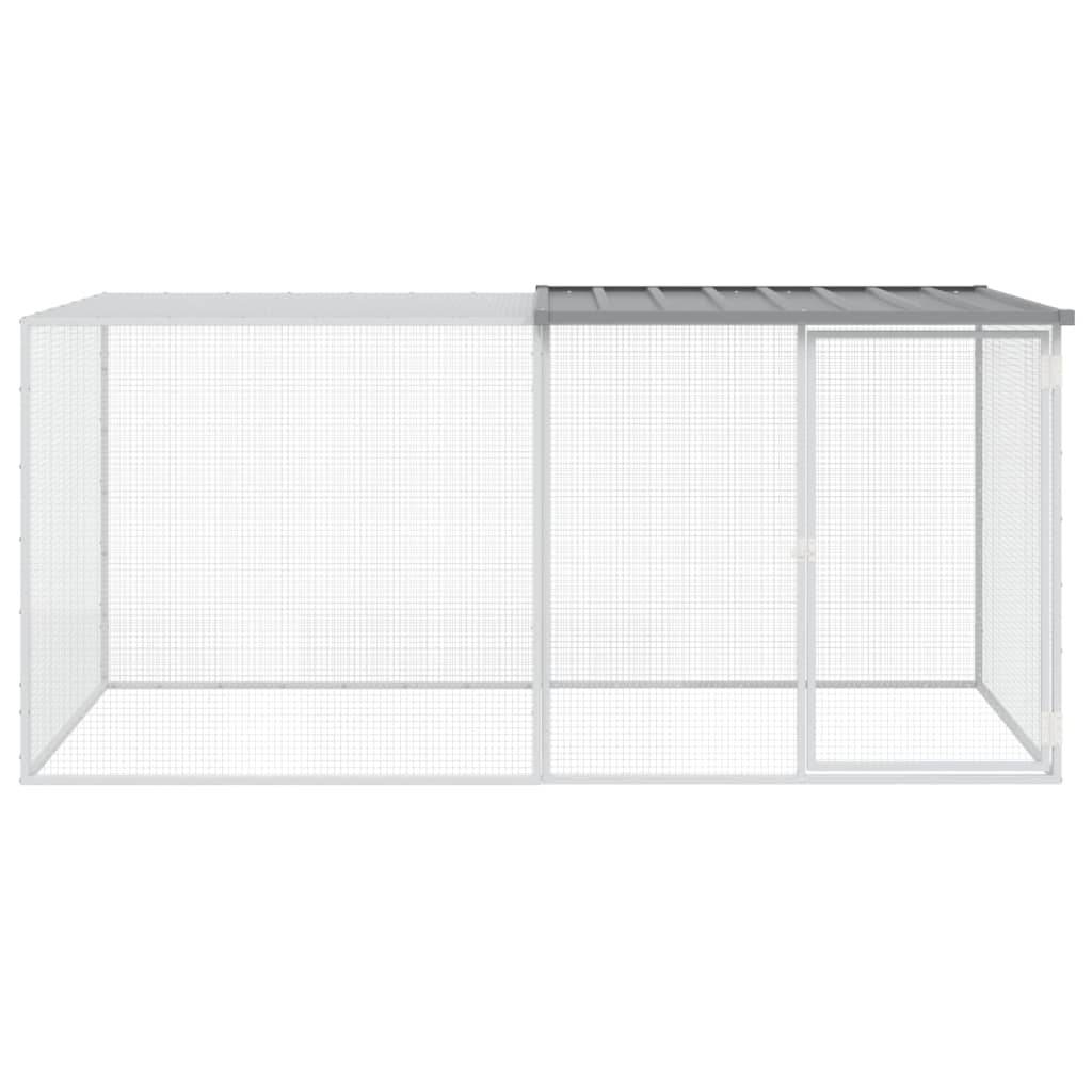 Klec pro kuřata se střechou světle šedá 203 x 98 x 90 cm ocel