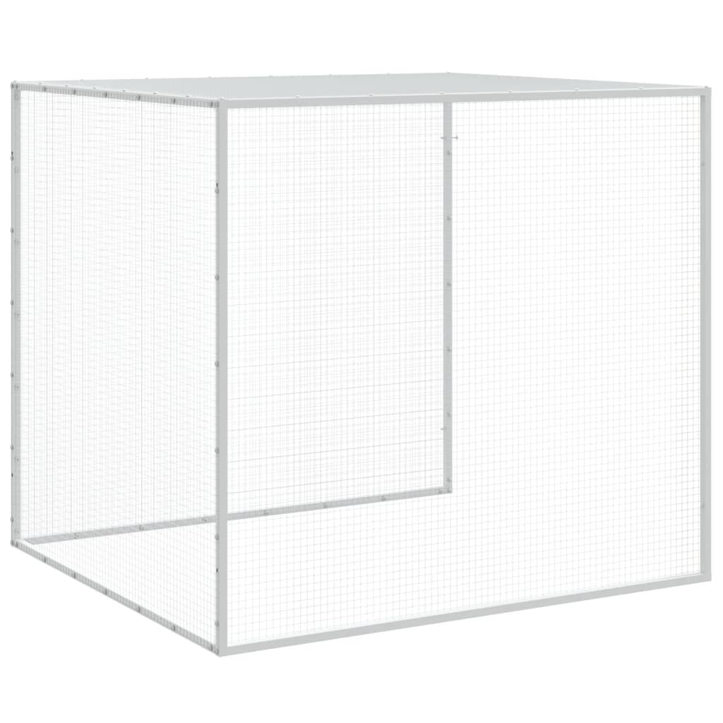 Klec pro kuřata se střechou světle šedá 203 x 98 x 90 cm ocel