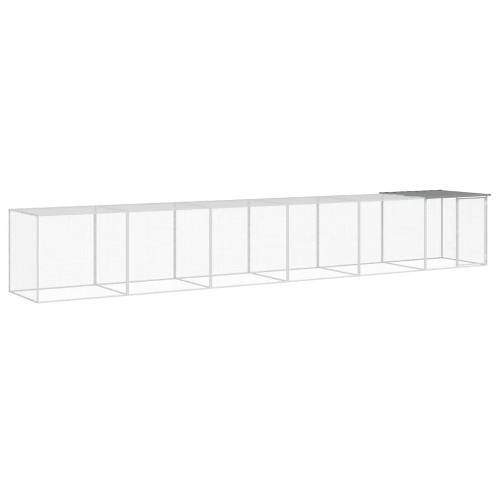 Klec pro kuřata se střechou světle šedá 603 x 98 x 90 cm ocel