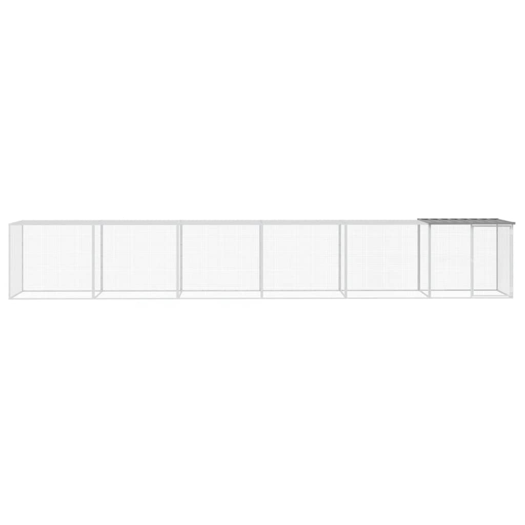 Klec pro kuřata se střechou světle šedá 603 x 98 x 90 cm ocel