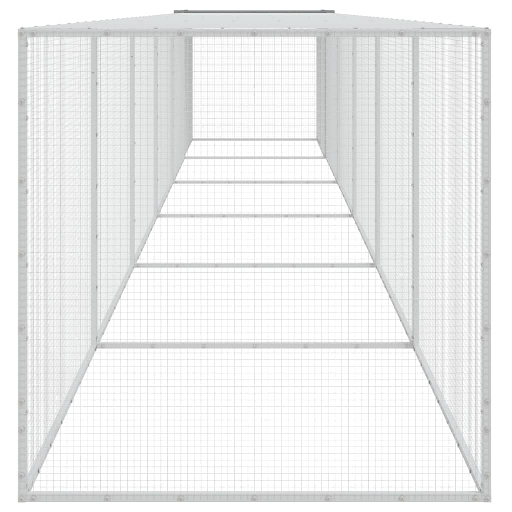 Klec pro kuřata se střechou světle šedá 603 x 98 x 90 cm ocel
