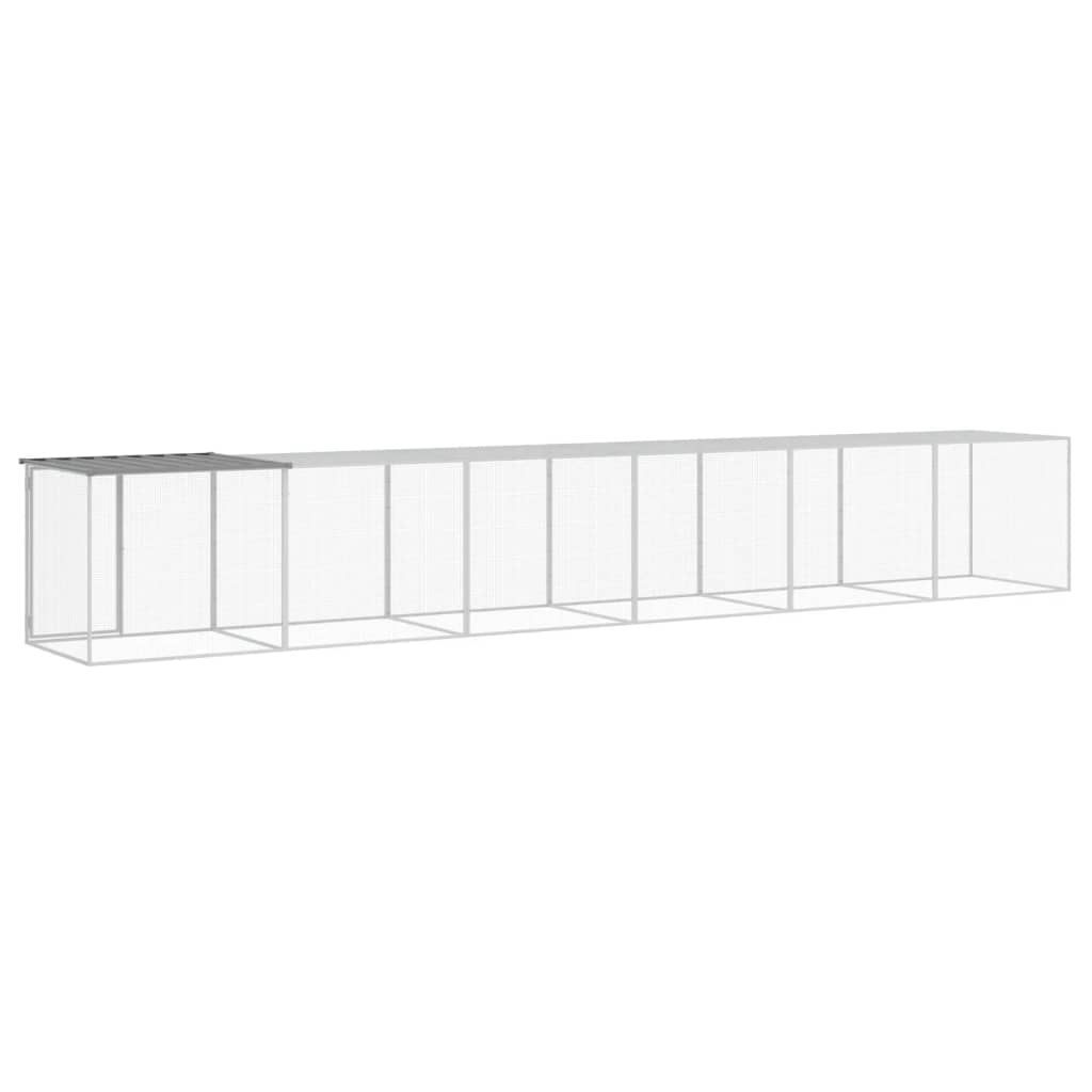 Klec pro kuřata se střechou světle šedá 603 x 98 x 90 cm ocel