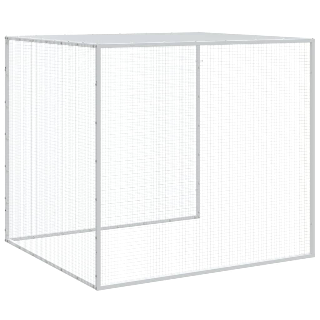 Klec pro kuřata se střechou světle šedá 603 x 98 x 90 cm ocel
