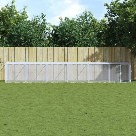 Klec pro kuřata se střechou světle šedá 603 x 98 x 90 cm ocel