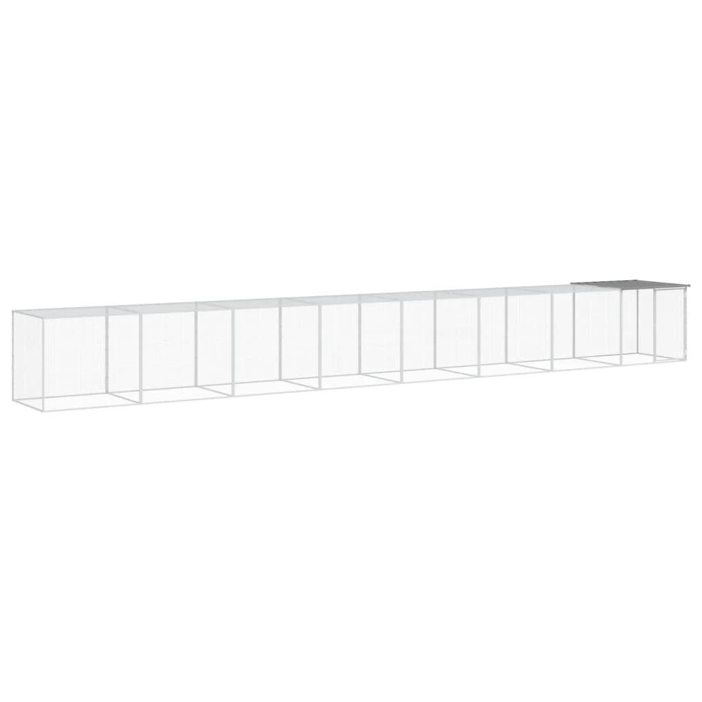 Klec pro kuřata se střechou světle šedá 803 x 98 x 90 cm ocel