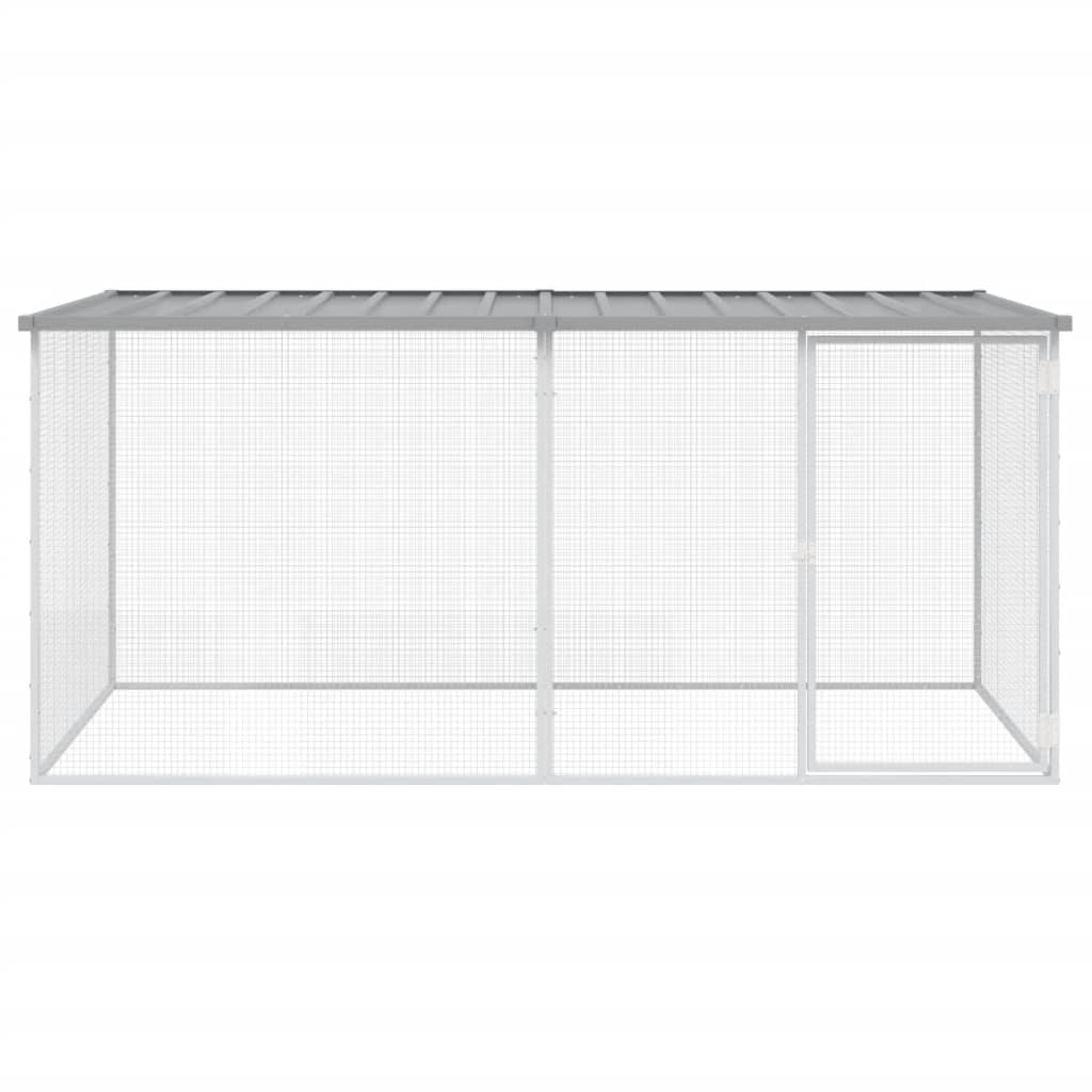 Klec pro kuřata se střechou světle šedá 203 x 98 x 90 cm pozinkovaná ocel