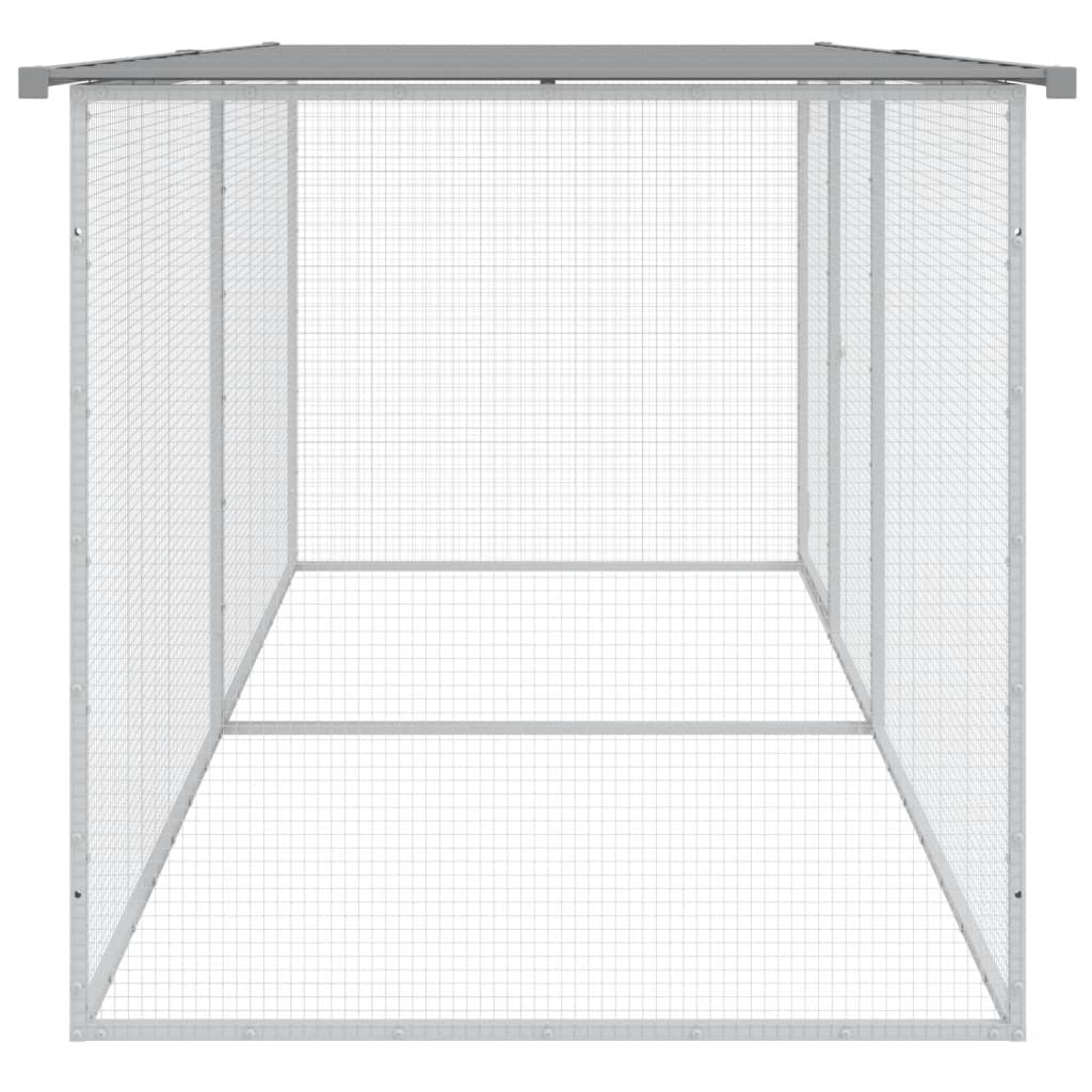 Klec pro kuřata se střechou světle šedá 203 x 98 x 90 cm pozinkovaná ocel