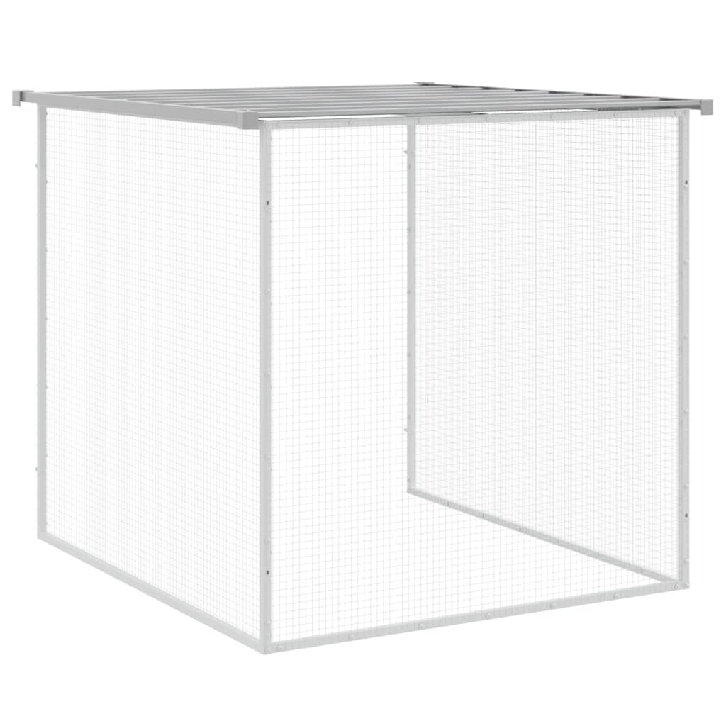 Klec pro kuřata se střechou světle šedá 203 x 98 x 90 cm pozinkovaná ocel