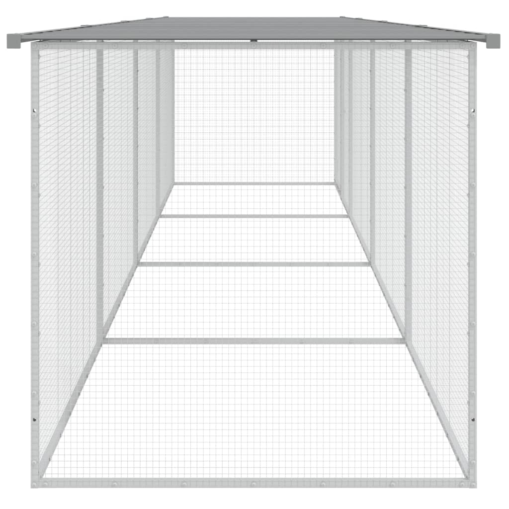 Klec pro kuřata se střechou světle šedá 403 x 98 x 90 cm ocel