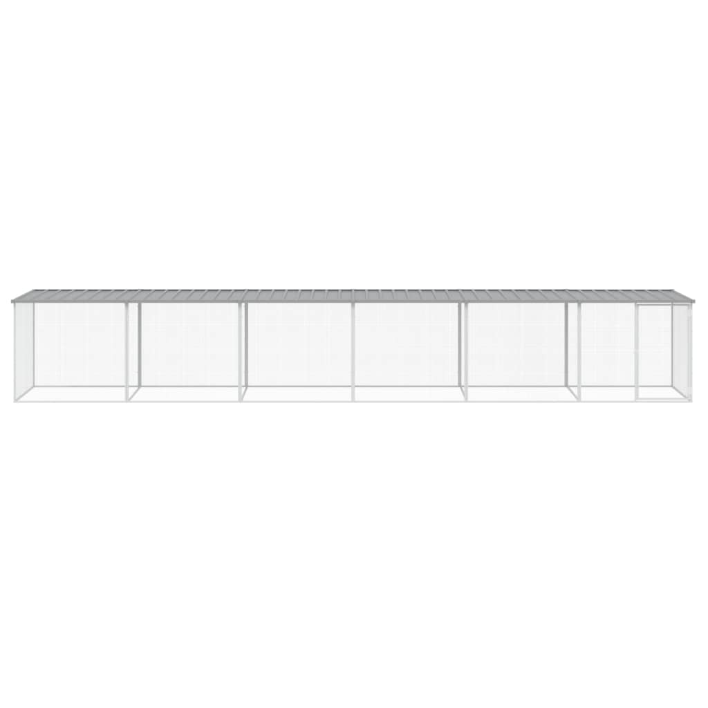Klec pro kuřata se střechou světle šedá 603 x 98 x 90 cm ocel