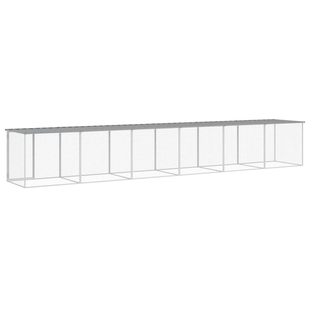Klec pro kuřata se střechou světle šedá 603 x 98 x 90 cm ocel
