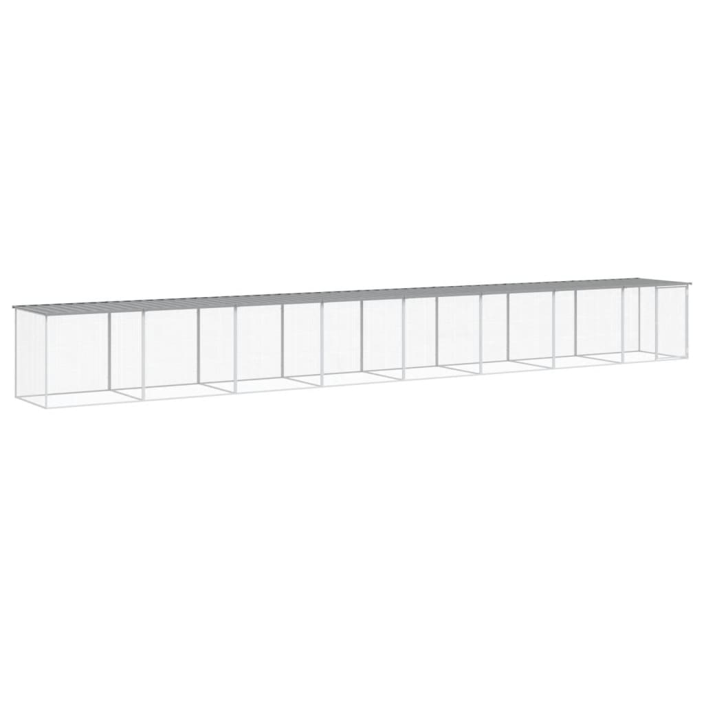 Klec pro kuřata se střechou světle šedá 803 x 98 x 90 cm ocel