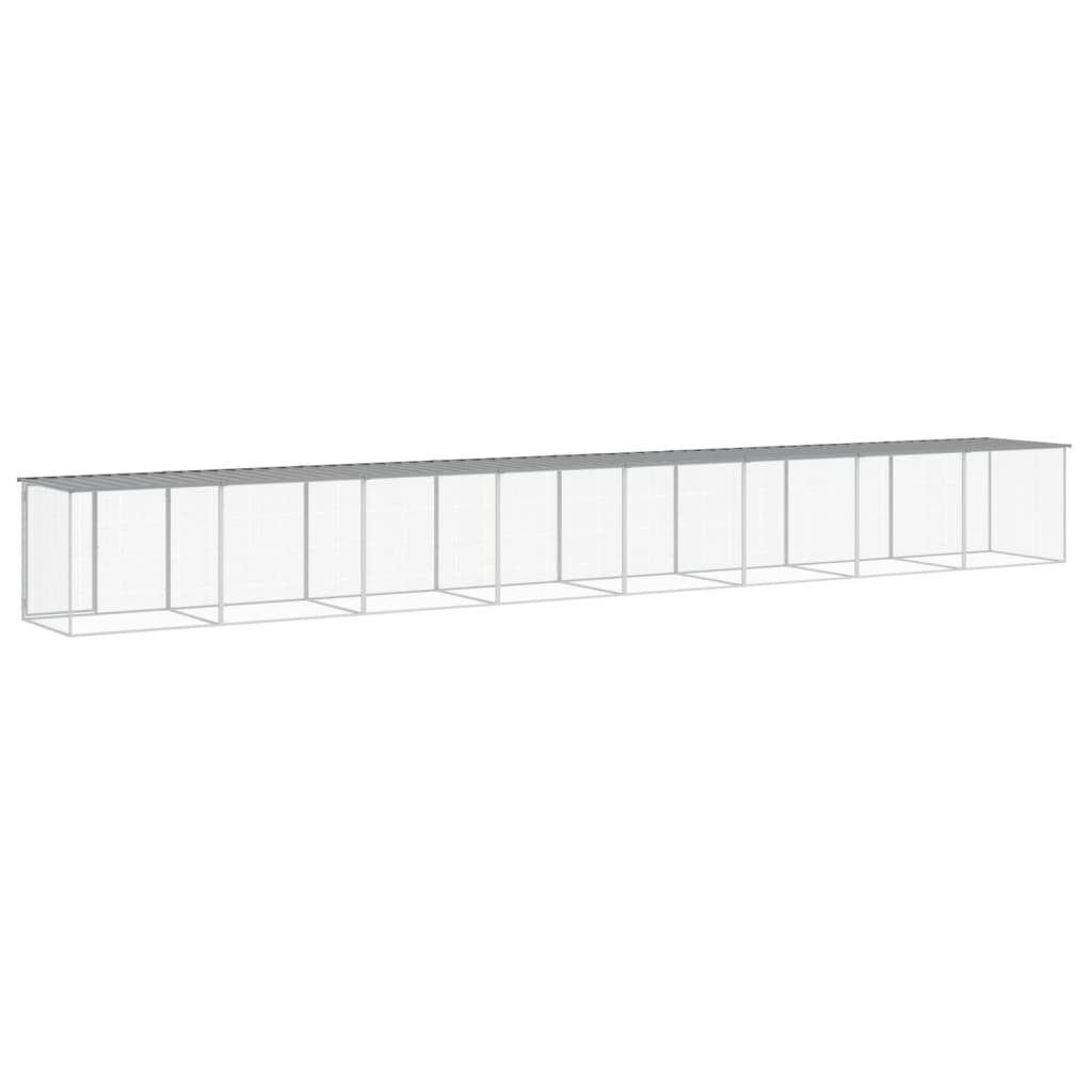 Klec pro kuřata se střechou světle šedá 803 x 98 x 90 cm ocel