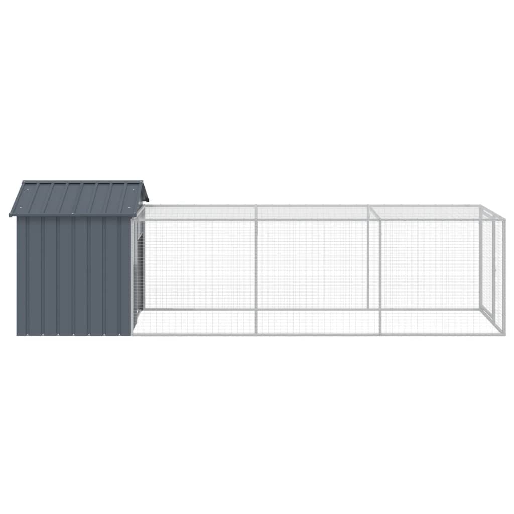 Kurník s výběhem antracitový 117x405x123 cm pozinkovaná ocel