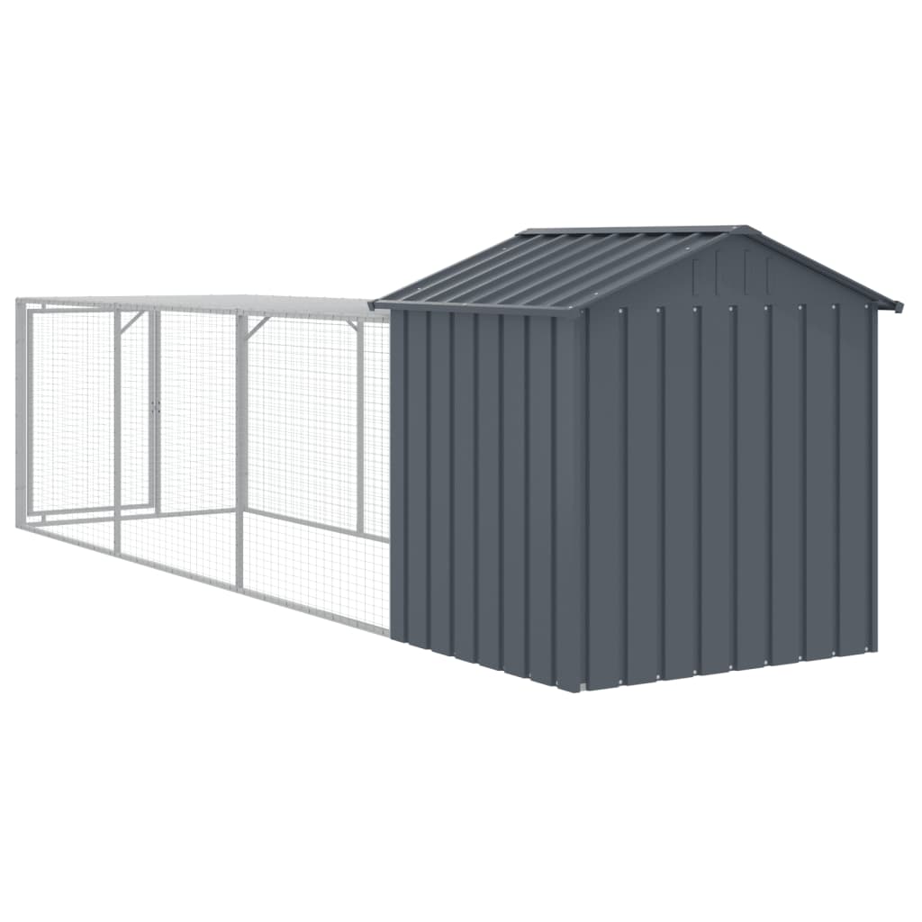 Kurník s výběhem antracitový 117x405x123 cm pozinkovaná ocel