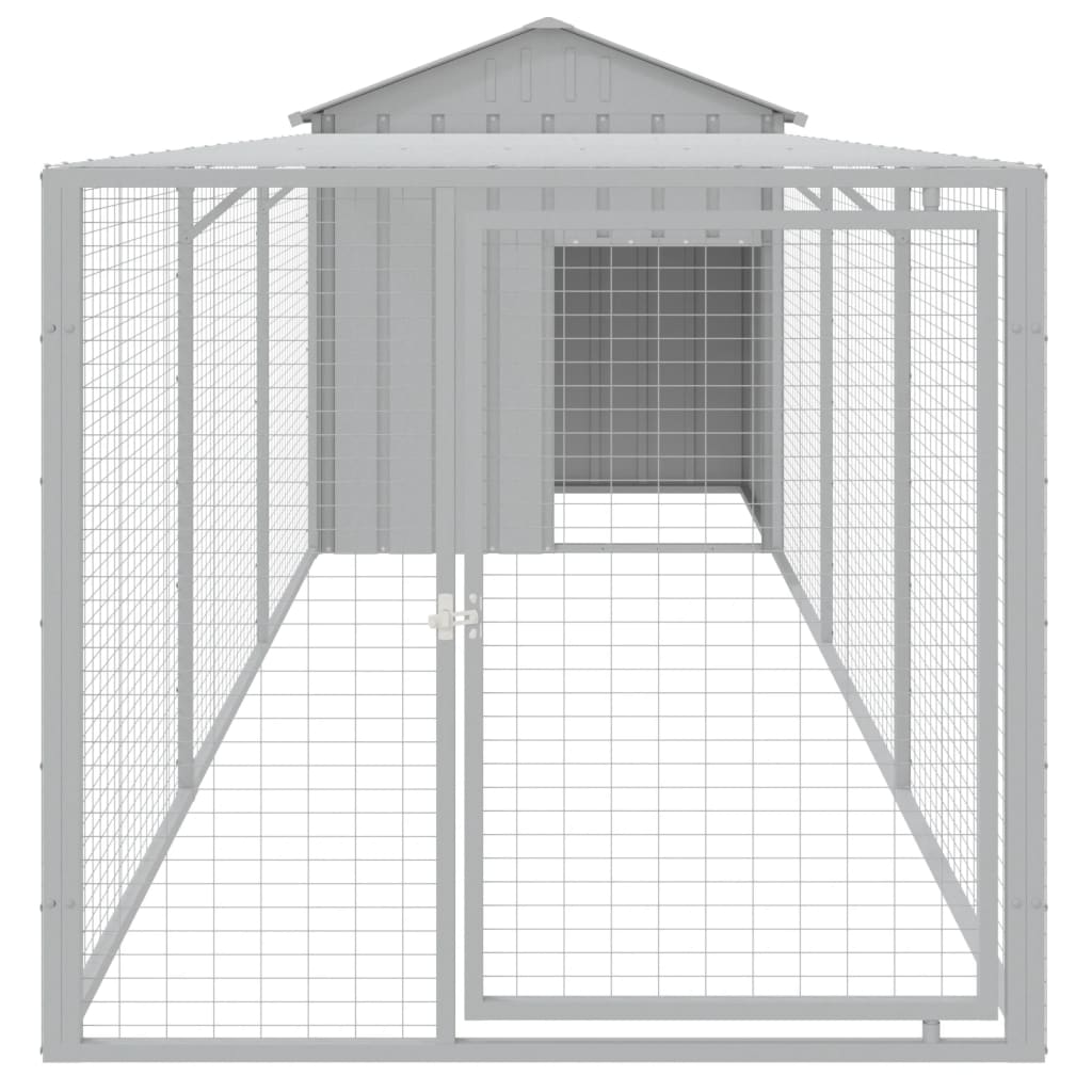 Kurník s výběhem světle šedý 117x405x123 cm pozinkovaná ocel